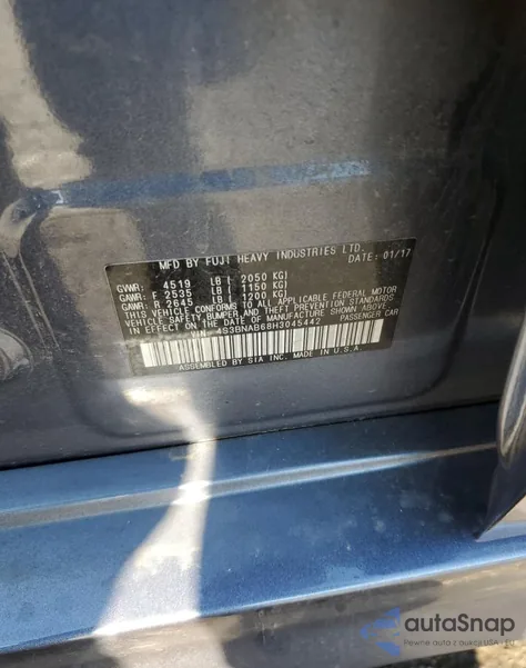 2017 Subaru Legacy 2.5I z USA, uszkodzony, nr VIN 4S3BNAB68H3045442